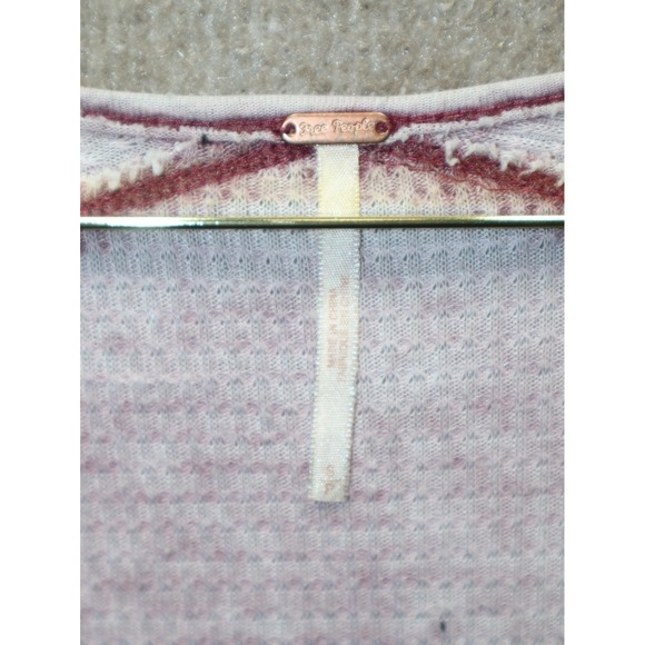 Free People Movement Shirt Women Small Patina Purple Waffle LS V Oversized Boho - Picture 3 of 4